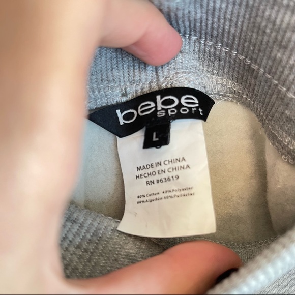 BEBE Sport Glitter Logo Stripe Heather Grey Joggers/Sz:L/NWT - Picture 9 of 12